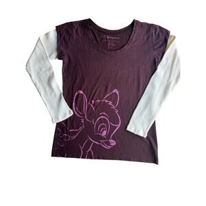 Y2K 2000’s Disney Store Bambi Sparkle Long Sleeve Layered Tee Shirt Small NWOT